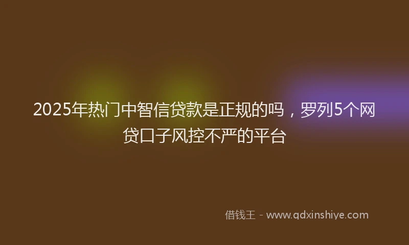 2025年热门中智信贷款是正规的吗，罗列5个网贷口子风控不严的平台