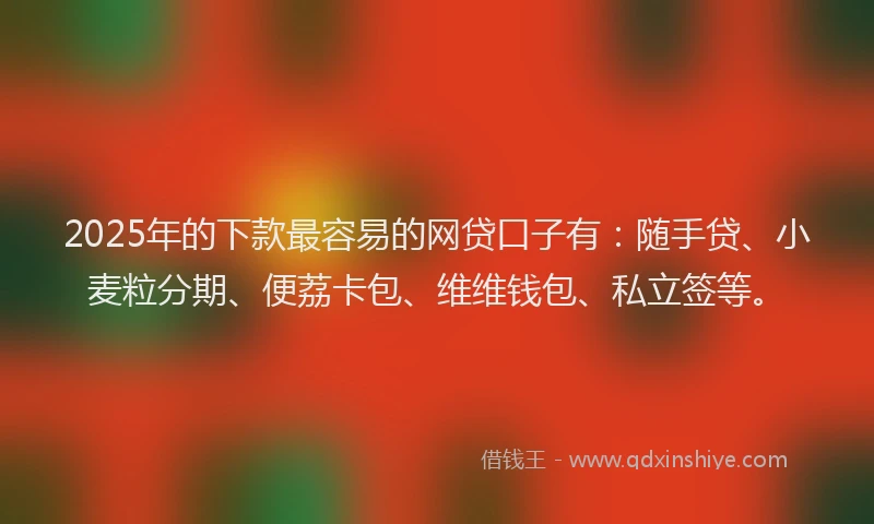 2025年的下款最容易的网贷口子有：随手贷、小麦粒分期、便荔卡包、维维钱包、私立签等。