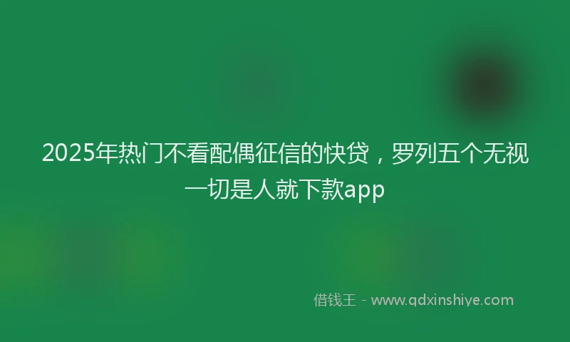 2025年热门不看配偶征信的快贷，罗列五个无视一切是人就下款app