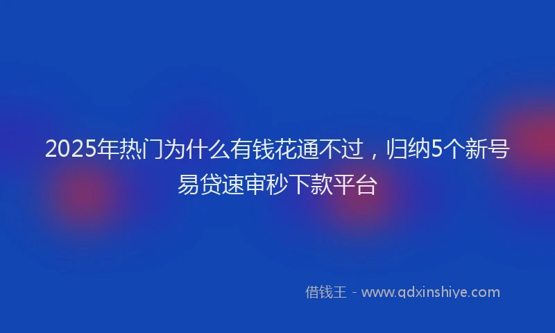 2025年热门为什么有钱花通不过，归纳5个新号易贷速审秒下款平台