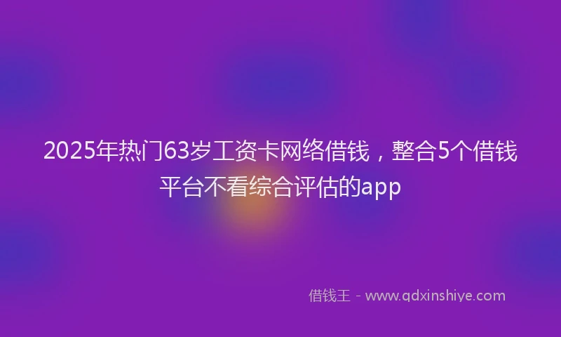 2025年热门63岁工资卡网络借钱，整合5个借钱平台不看综合评估的app