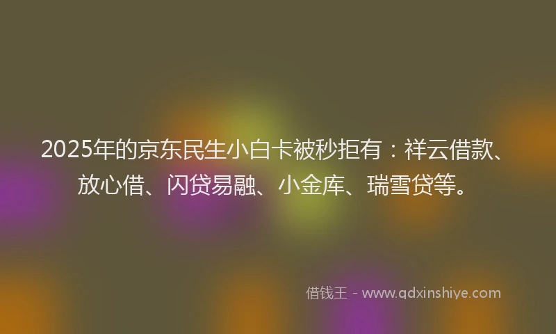 2025年的京东民生小白卡被秒拒有：祥云借款、放心借、闪贷易融、小金库、瑞雪贷等。