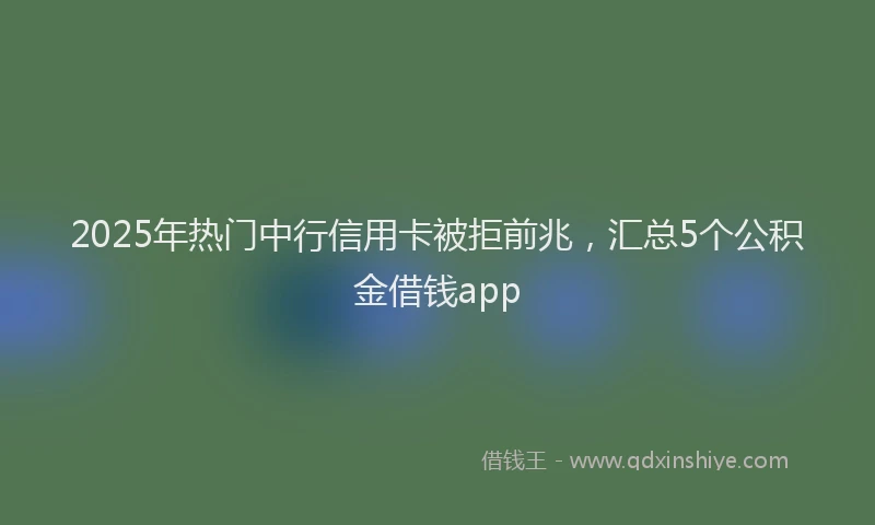 2025年热门中行信用卡被拒前兆，汇总5个公积金借钱app