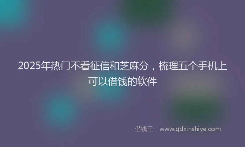 2025年热门不看征信和芝麻分，梳理五个手机上可以借钱的软件