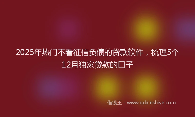 2025年热门不看征信负债的贷款软件，梳理5个12月独家贷款的口子
