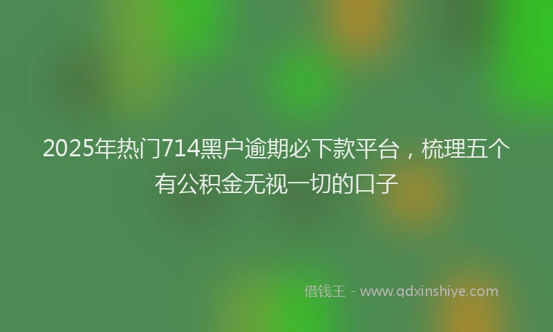 2025年热门714黑户逾期必下款平台，梳理五个有公积金无视一切的口子