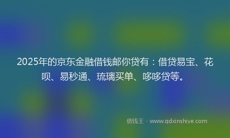2025年的京东金融借钱邮你贷有：借贷易宝、花呗、易秒通、琉璃买单、哆哆贷等。