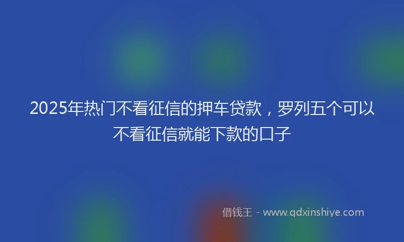 2025年热门不看征信的押车贷款，罗列五个可以不看征信就能下款的口子