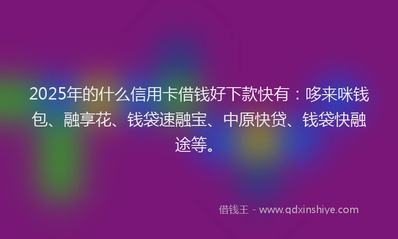 2025年的什么信用卡借钱好下款快有：哆来咪钱包、融享花、钱袋速融宝、中原快贷、钱袋快融途等。