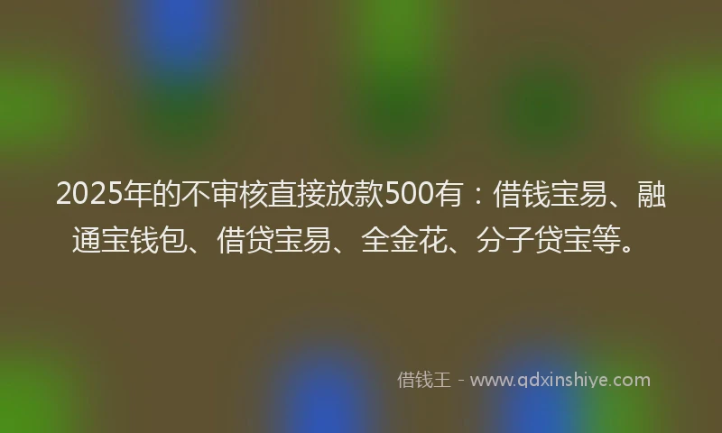 2025年的不审核直接放款500有：借钱宝易、融通宝钱包、借贷宝易、全金花、分子贷宝等。