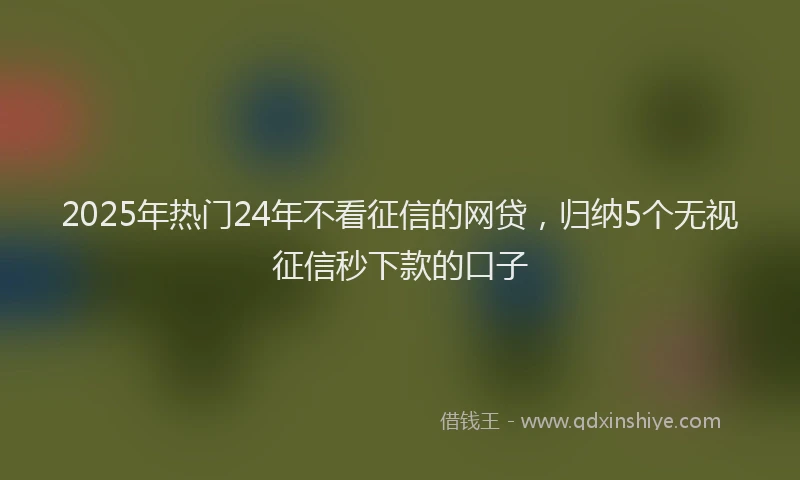 2025年热门24年不看征信的网贷，归纳5个无视征信秒下款的口子