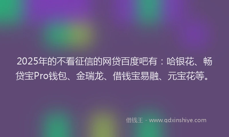 2025年的不看征信的网贷百度吧有：哈银花、畅贷宝Pro钱包、金瑞龙、借钱宝易融、元宝花等。