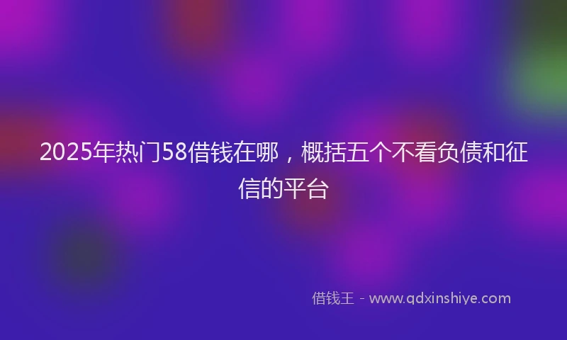 2025年热门58借钱在哪，概括五个不看负债和征信的平台