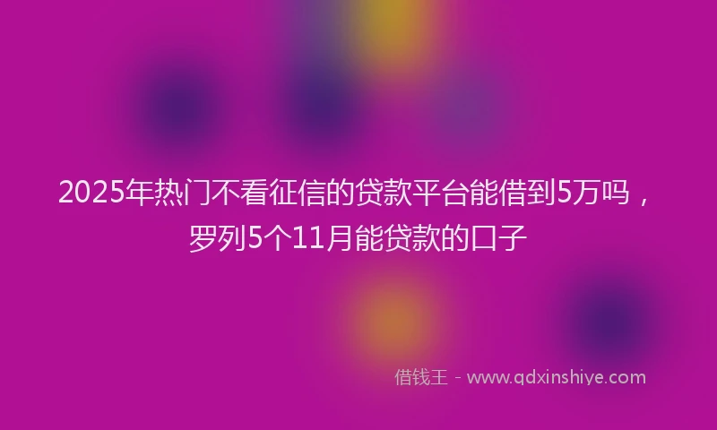2025年热门不看征信的贷款平台能借到5万吗，罗列5个11月能贷款的口子