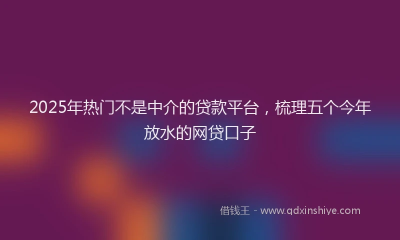 2025年热门不是中介的贷款平台，梳理五个今年放水的网贷口子