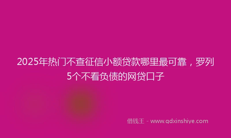 2025年热门不查征信小额贷款哪里最可靠，罗列5个不看负债的网贷口子