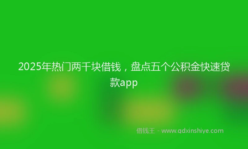 2025年热门两千块借钱，盘点五个公积金快速贷款app