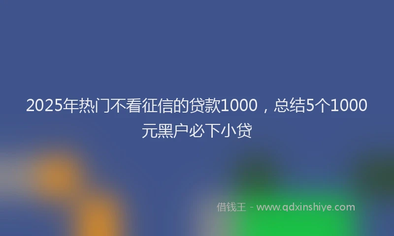 2025年热门不看征信的贷款1000，总结5个1000元黑户必下小贷