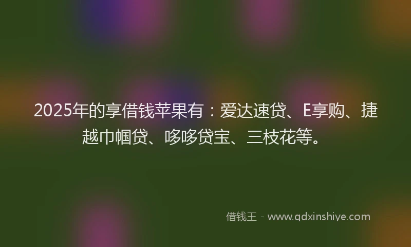 2025年的享借钱苹果有：爱达速贷、E享购、捷越巾帼贷、哆哆贷宝、三枝花等。
