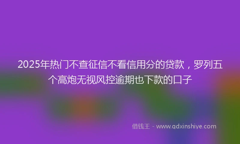 2025年热门不查征信不看信用分的贷款，罗列五个高炮无视风控逾期也下款的口子