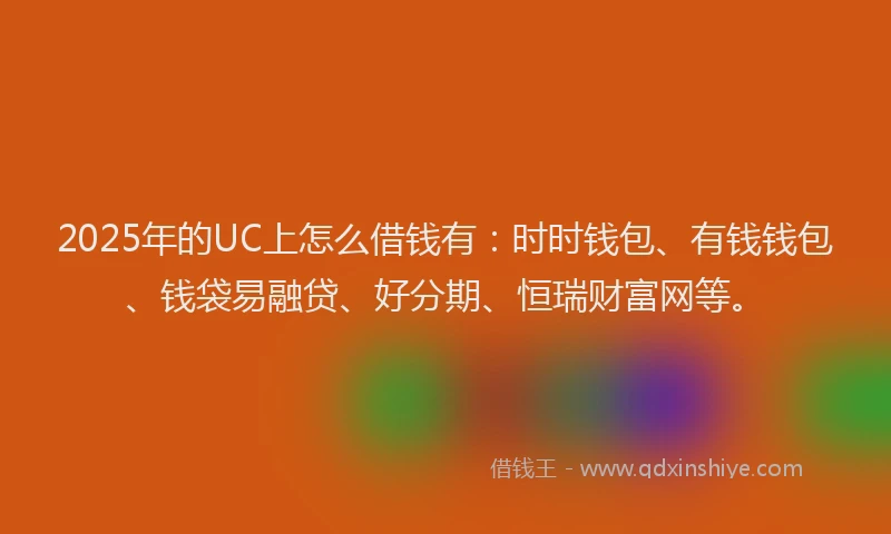 2025年的UC上怎么借钱有：时时钱包、有钱钱包、钱袋易融贷、好分期、恒瑞财富网等。