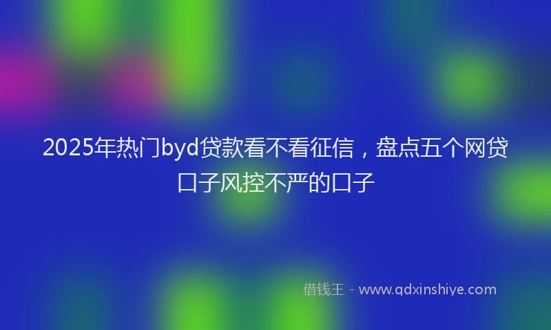 2025年热门byd贷款看不看征信，盘点五个网贷口子风控不严的口子
