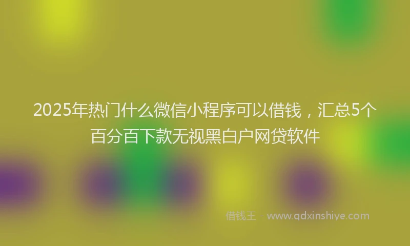 2025年热门什么微信小程序可以借钱，汇总5个百分百下款无视黑白户网贷软件