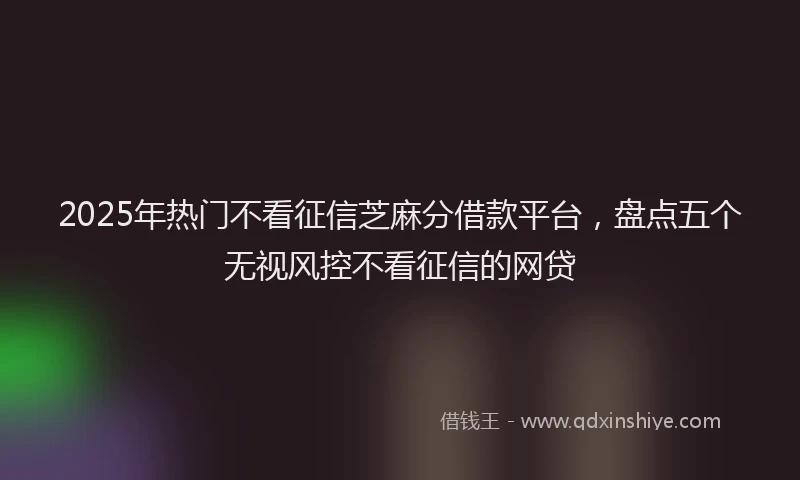 2025年热门不看征信芝麻分借款平台，盘点五个无视风控不看征信的网贷