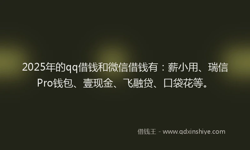 2025年的qq借钱和微信借钱有：薪小用、瑞信Pro钱包、壹现金、飞融贷、口袋花等。