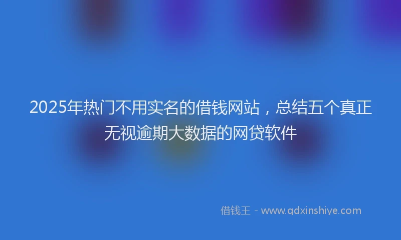 2025年热门不用实名的借钱网站，总结五个真正无视逾期大数据的网贷软件