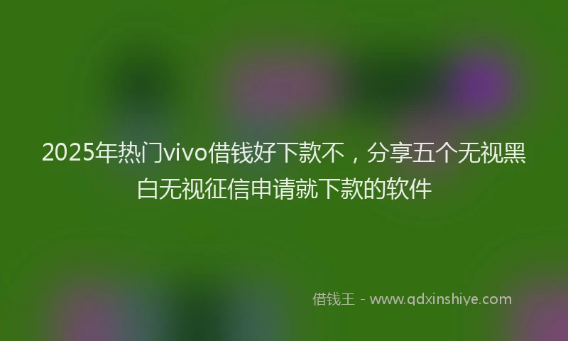 2025年热门vivo借钱好下款不，分享五个无视黑白无视征信申请就下款的软件