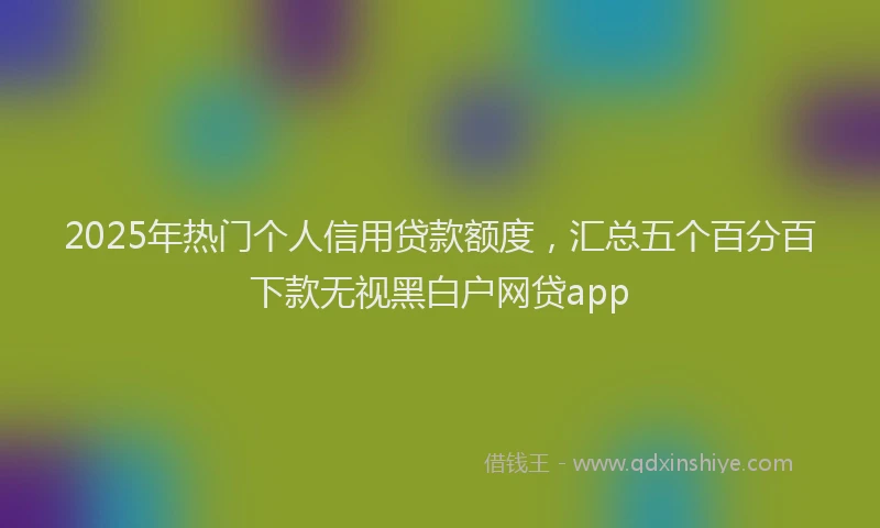 2025年热门个人信用贷款额度，汇总五个百分百下款无视黑白户网贷app