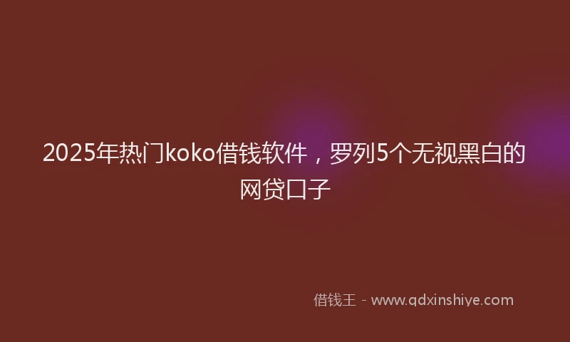 2025年热门koko借钱软件，罗列5个无视黑白的网贷口子