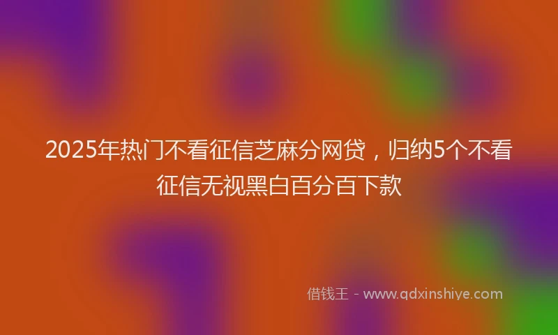 2025年热门不看征信芝麻分网贷，归纳5个不看征信无视黑白百分百下款