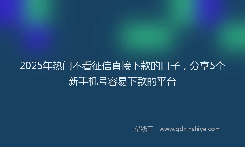 2025年热门不看征信直接下款的口子，分享5个新手机号容易下款的平台