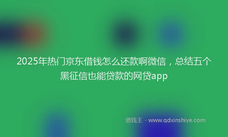 2025年热门京东借钱怎么还款啊微信，总结五个黑征信也能贷款的网贷app