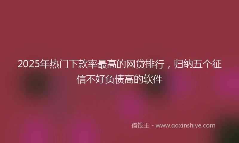 2025年热门下款率最高的网贷排行，归纳五个征信不好负债高的软件