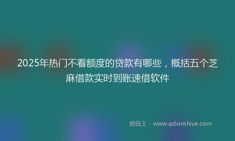 2025年热门不看额度的贷款有哪些，概括五个芝麻借款实时到账速借软件