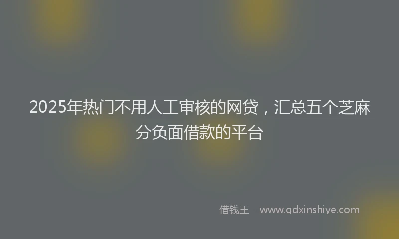 2025年热门不用人工审核的网贷，汇总五个芝麻分负面借款的平台