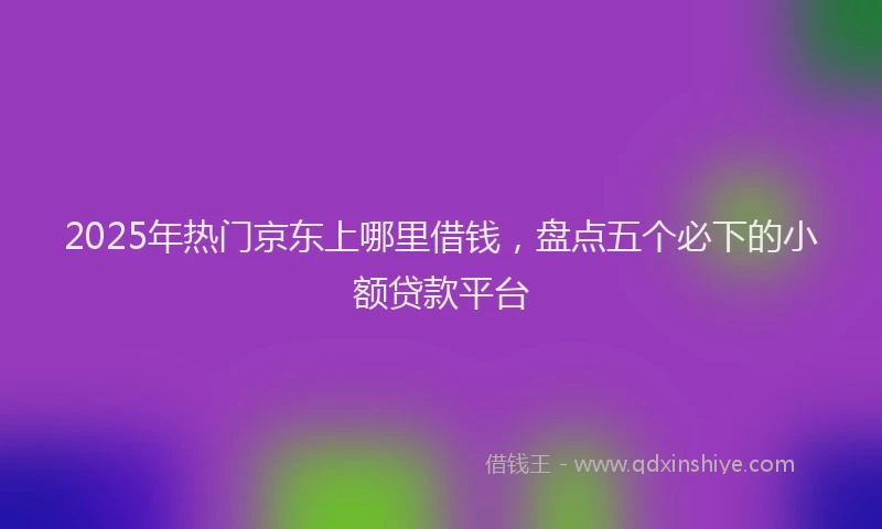 2025年热门京东上哪里借钱，盘点五个必下的小额贷款平台