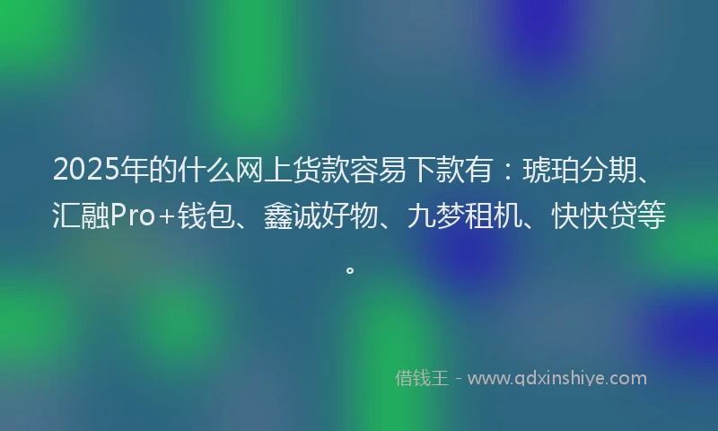 2025年的什么网上货款容易下款有：琥珀分期、汇融Pro+钱包、鑫诚好物、九梦租机、快快贷等。
