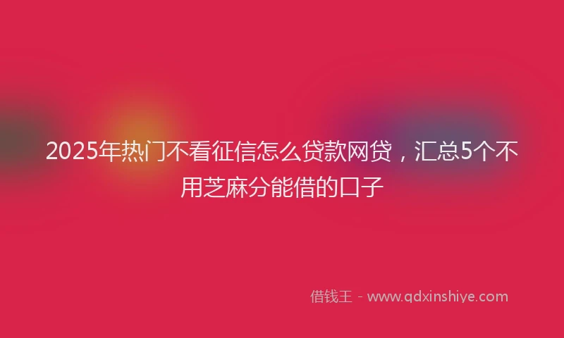 2025年热门不看征信怎么贷款网贷，汇总5个不用芝麻分能借的口子