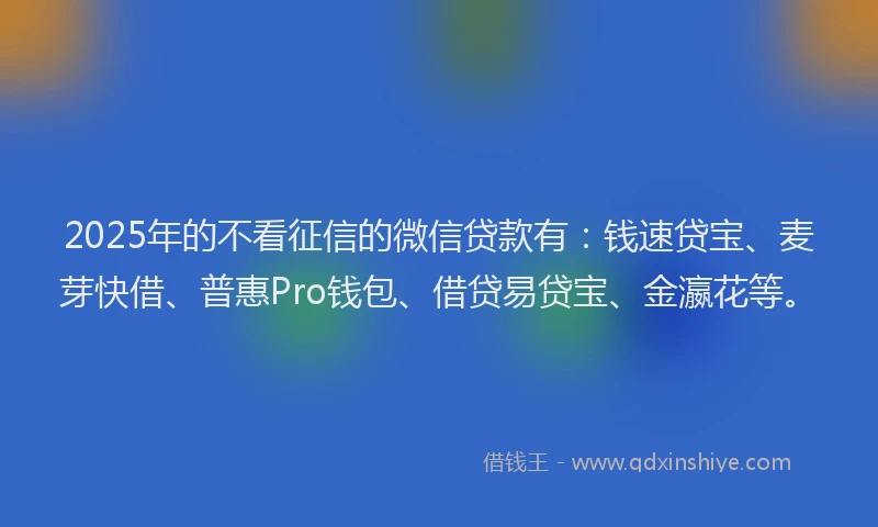 2025年的不看征信的微信贷款有：钱速贷宝、麦芽快借、普惠Pro钱包、借贷易贷宝、金瀛花等。