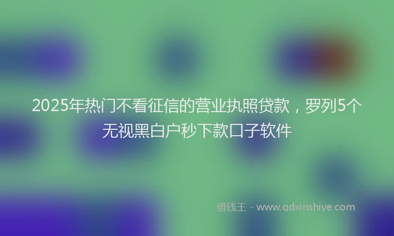 2025年热门不看征信的营业执照贷款，罗列5个无视黑白户秒下款口子软件