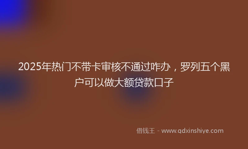 2025年热门不带卡审核不通过咋办，罗列五个黑户可以做大额贷款口子