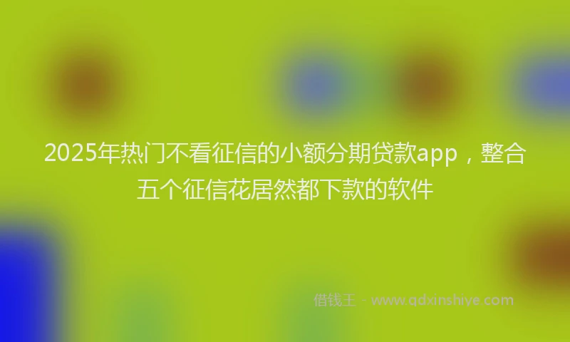 2025年热门不看征信的小额分期贷款app，整合五个征信花居然都下款的软件