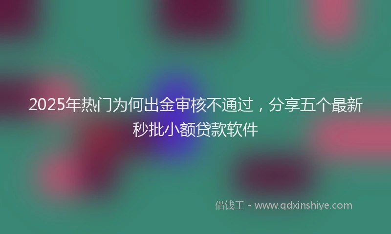 2025年热门为何出金审核不通过，分享五个最新秒批小额贷款软件