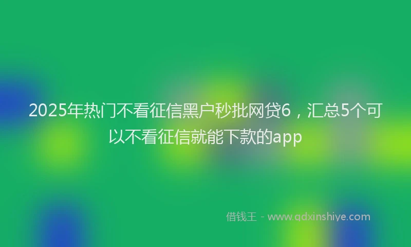 2025年热门不看征信黑户秒批网贷6，汇总5个可以不看征信就能下款的app