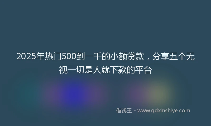 2025年热门500到一千的小额贷款，分享五个无视一切是人就下款的平台