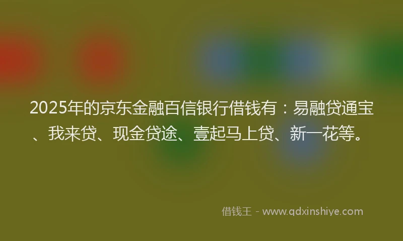 2025年的京东金融百信银行借钱有：易融贷通宝、我来贷、现金贷途、壹起马上贷、新一花等。